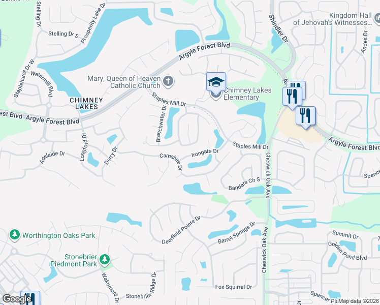 map of restaurants, bars, coffee shops, grocery stores, and more near 8981 Irongate Drive in Jacksonville