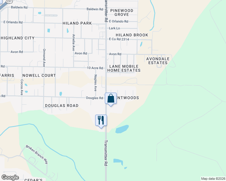 map of restaurants, bars, coffee shops, grocery stores, and more near 2407 Maple Court in Panama City
