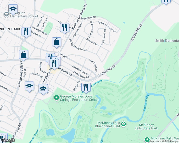 map of restaurants, bars, coffee shops, grocery stores, and more near 5715 Teri Rd in Austin