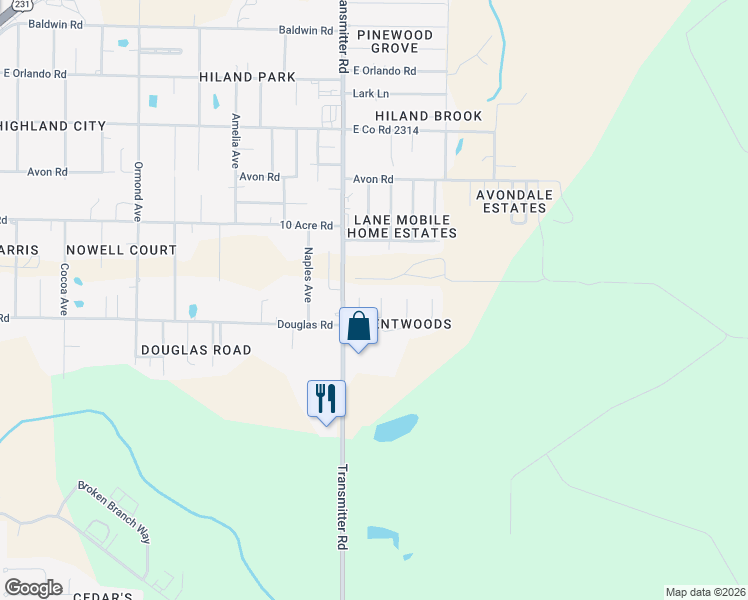 map of restaurants, bars, coffee shops, grocery stores, and more near 2407 Maple Court in Panama City