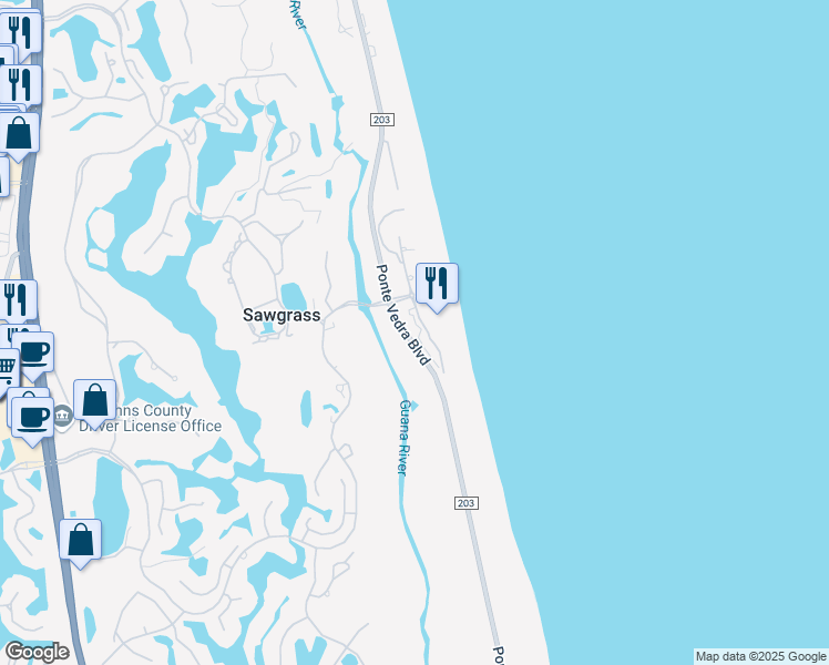 map of restaurants, bars, coffee shops, grocery stores, and more near 632 Summer Place in Ponte Vedra Beach