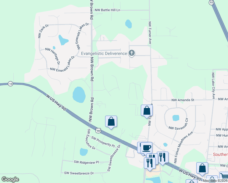 map of restaurants, bars, coffee shops, grocery stores, and more near 131 Northwest Katelyn Way in Lake City