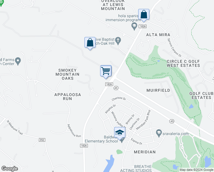 map of restaurants, bars, coffee shops, grocery stores, and more near 11900 Ranch to Market 1826 in Austin