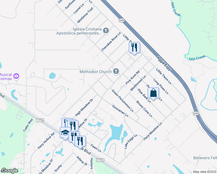 map of restaurants, bars, coffee shops, grocery stores, and more near 30819 Misty Meadow Drive in Magnolia