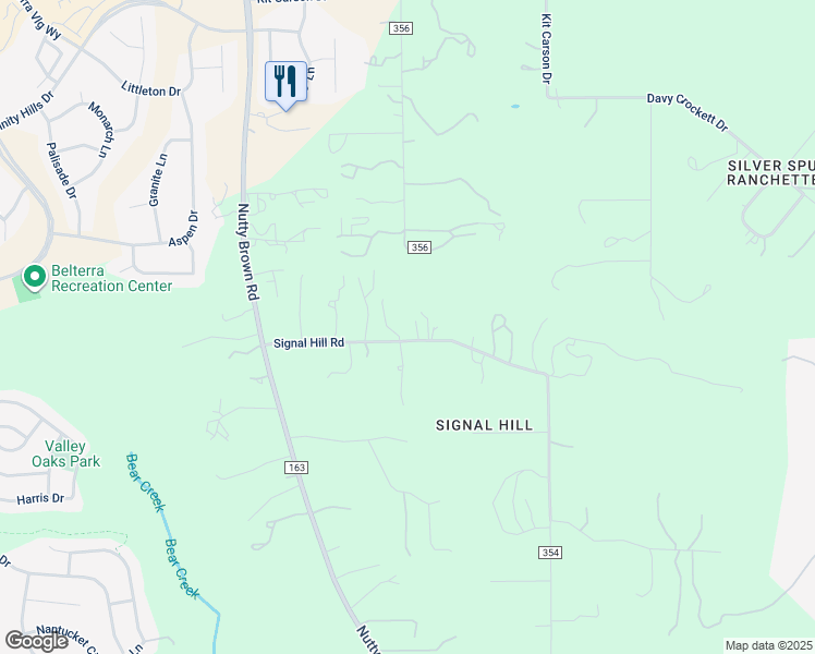map of restaurants, bars, coffee shops, grocery stores, and more near 10501 Signal Hill Road in Austin