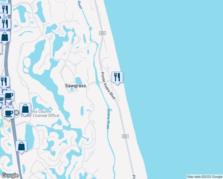 map of restaurants, bars, coffee shops, grocery stores, and more near 630 Summer Place in Ponte Vedra Beach