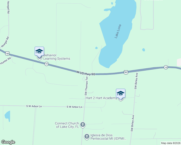 map of restaurants, bars, coffee shops, grocery stores, and more near 7015 Hwy 90 in Lake City