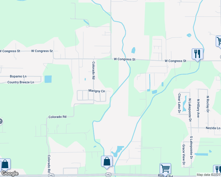 map of restaurants, bars, coffee shops, grocery stores, and more near 110 Marigny Circle in Duson