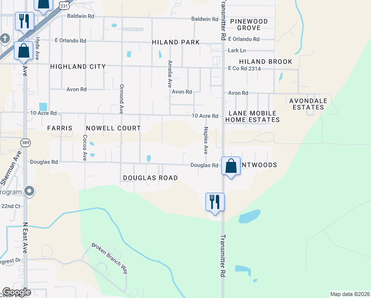 map of restaurants, bars, coffee shops, grocery stores, and more near 2413 Quiet Oaks Drive in Panama City