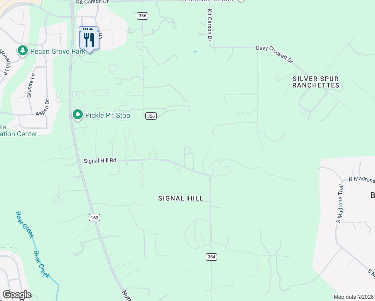 map of restaurants, bars, coffee shops, grocery stores, and more near 10720 Signal Hill Road in Austin
