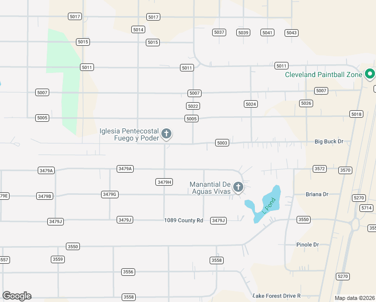 map of restaurants, bars, coffee shops, grocery stores, and more near 1611 County Road 3479A in Cleveland