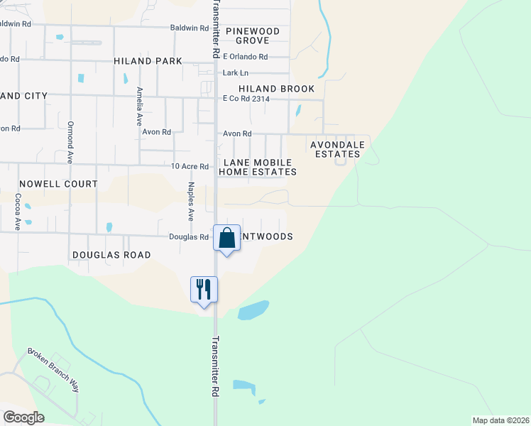 map of restaurants, bars, coffee shops, grocery stores, and more near 2416 Oaktree Court in Panama City