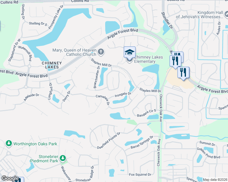 map of restaurants, bars, coffee shops, grocery stores, and more near 8981 Irongate Drive in Jacksonville