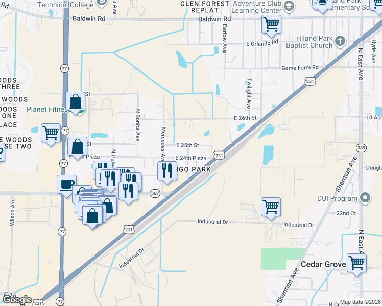 map of restaurants, bars, coffee shops, grocery stores, and more near in Panama City