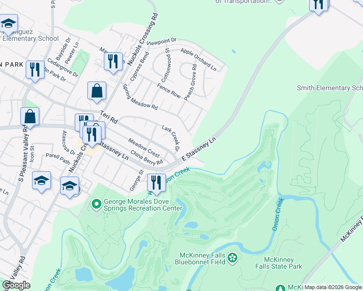 map of restaurants, bars, coffee shops, grocery stores, and more near 5801 Walnut Hollow Cove in Austin