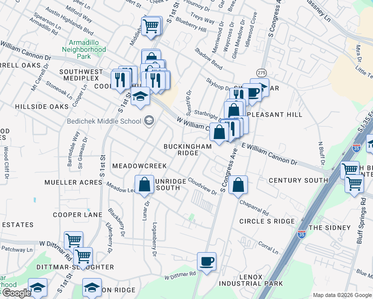 map of restaurants, bars, coffee shops, grocery stores, and more near 6902 Skynook Drive in Austin