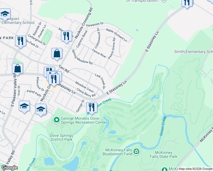 map of restaurants, bars, coffee shops, grocery stores, and more near 5801 Walnut Hollow Cove in Austin