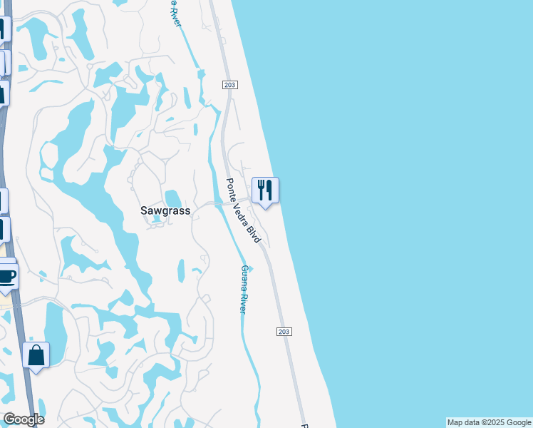 map of restaurants, bars, coffee shops, grocery stores, and more near 9795 Summer Place in Ponte Vedra Beach