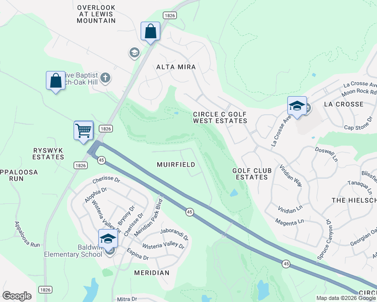 map of restaurants, bars, coffee shops, grocery stores, and more near 11300 Hollister Drive in Austin