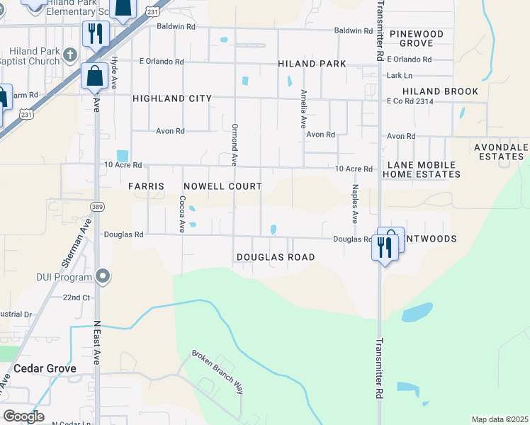 map of restaurants, bars, coffee shops, grocery stores, and more near 2430 Volusia Avenue in Panama City