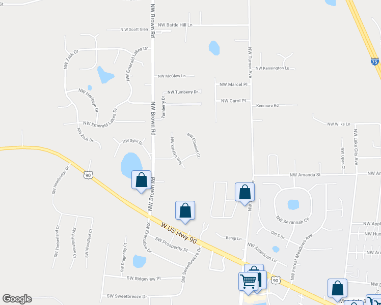 map of restaurants, bars, coffee shops, grocery stores, and more near 165 Northwest Billye Place in Lake City