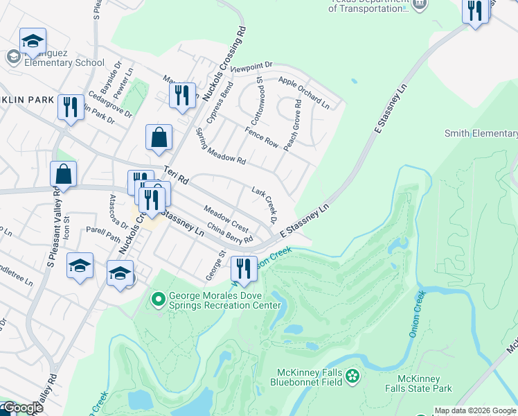 map of restaurants, bars, coffee shops, grocery stores, and more near 4904 Gnarled Oak Cove in Austin