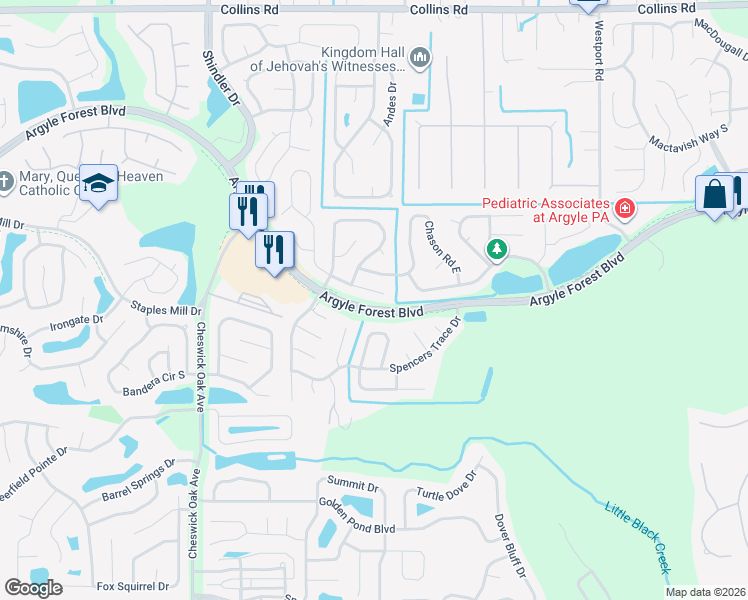 map of restaurants, bars, coffee shops, grocery stores, and more near 8417 Hamden Road in Jacksonville