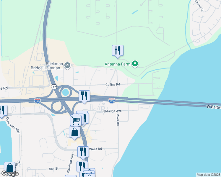 map of restaurants, bars, coffee shops, grocery stores, and more near 8470 Navarra Avenue in Jacksonville