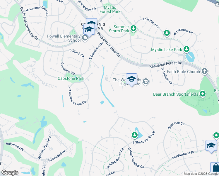 map of restaurants, bars, coffee shops, grocery stores, and more near 8203 Millennium Forest Drive in Spring