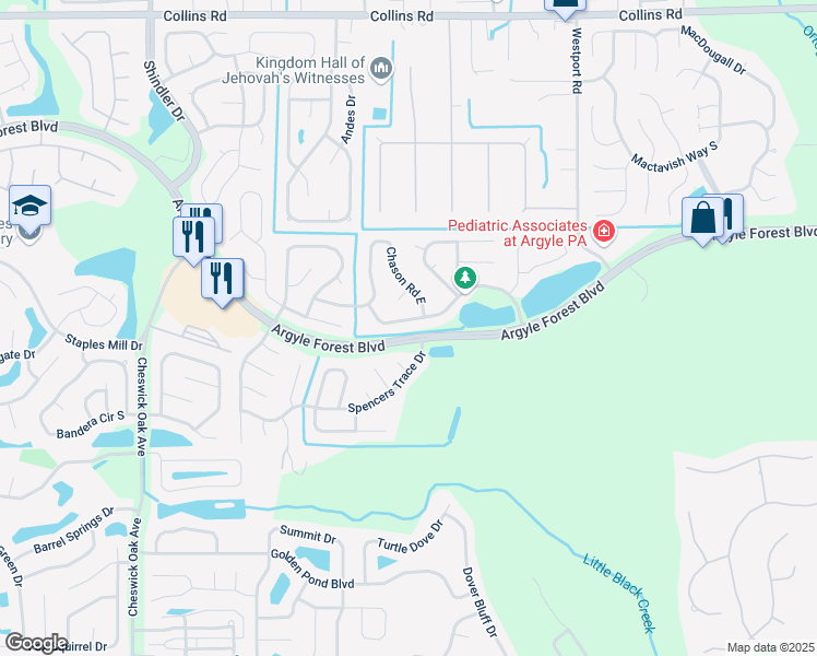 map of restaurants, bars, coffee shops, grocery stores, and more near 8325 Chimney Oak Drive in Jacksonville