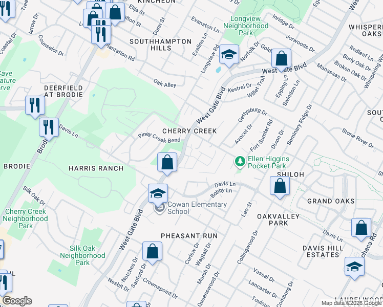 map of restaurants, bars, coffee shops, grocery stores, and more near in Austin