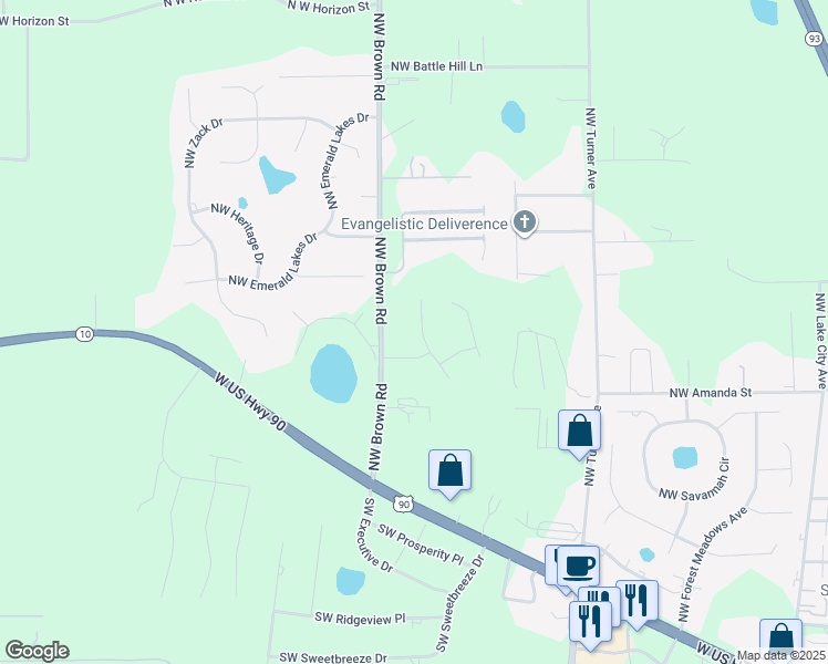 map of restaurants, bars, coffee shops, grocery stores, and more near 236 Northwest Katelyn Way in Lake City