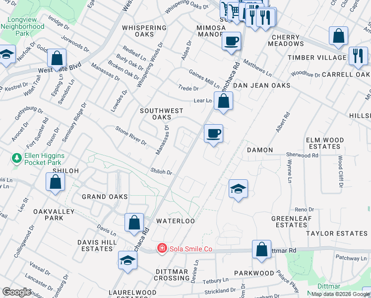 map of restaurants, bars, coffee shops, grocery stores, and more near 8A Beauregard Circle in Austin