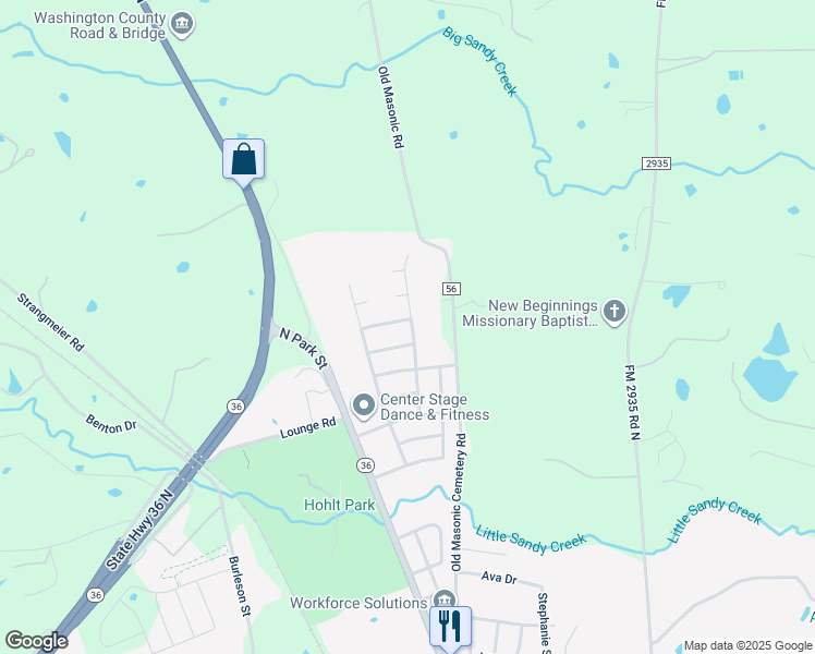 map of restaurants, bars, coffee shops, grocery stores, and more near 403 Magnolia Lane in Brenham