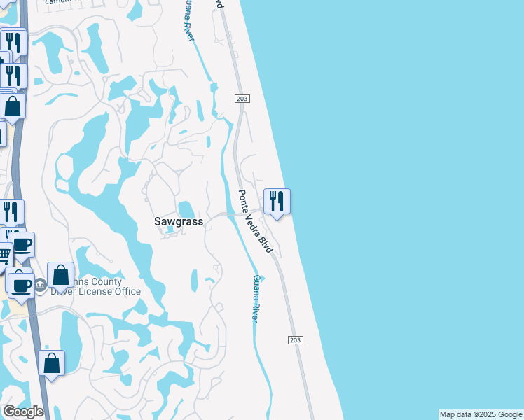 map of restaurants, bars, coffee shops, grocery stores, and more near 636 Summer Place in Ponte Vedra Beach