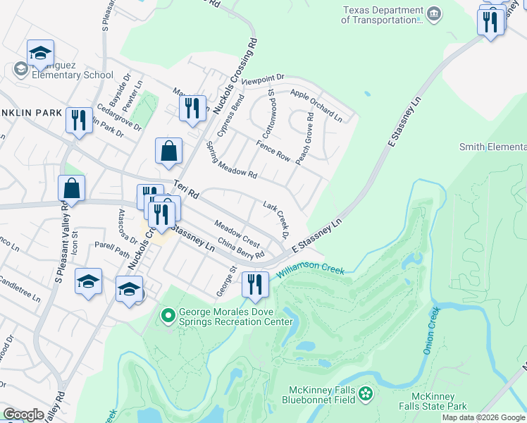 map of restaurants, bars, coffee shops, grocery stores, and more near 4904 Gnarled Oak Cove in Austin