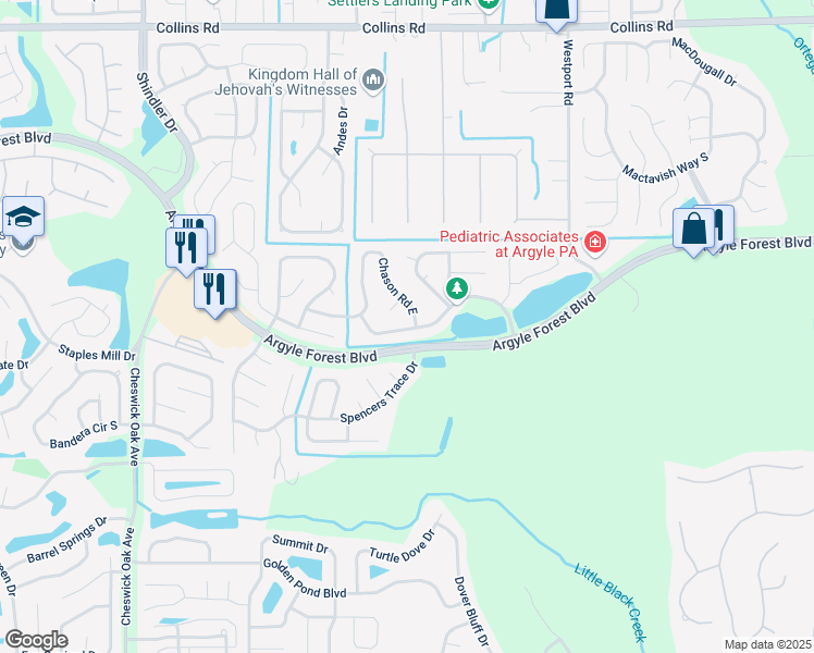 map of restaurants, bars, coffee shops, grocery stores, and more near 8325 Chimney Oak Drive in Jacksonville