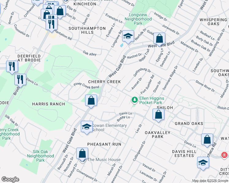 map of restaurants, bars, coffee shops, grocery stores, and more near 3002 Pops Way in Austin