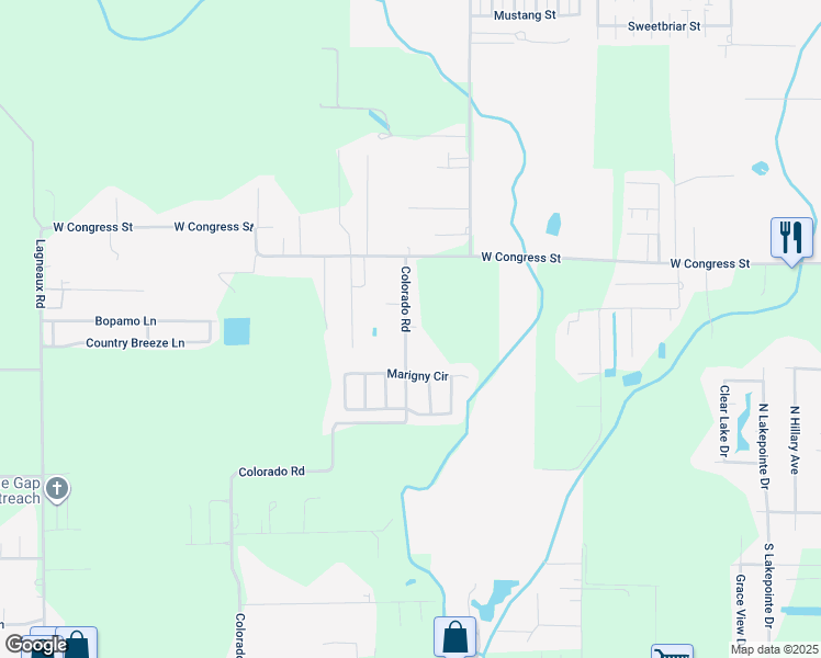 map of restaurants, bars, coffee shops, grocery stores, and more near 710 Colorado Road in Duson