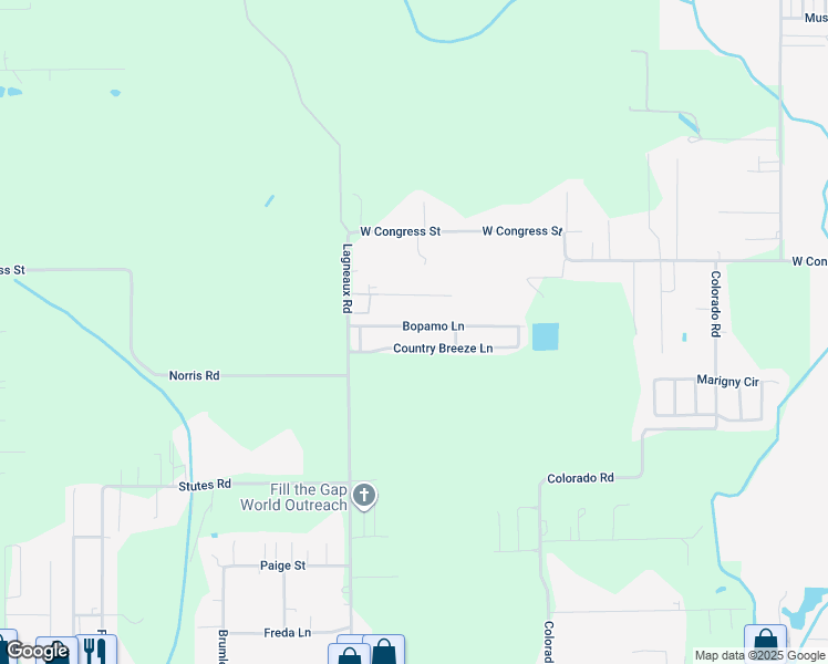 map of restaurants, bars, coffee shops, grocery stores, and more near 228 Bopamo Lane in Duson