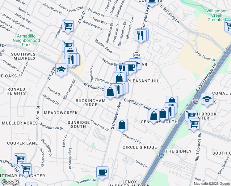map of restaurants, bars, coffee shops, grocery stores, and more near in Austin