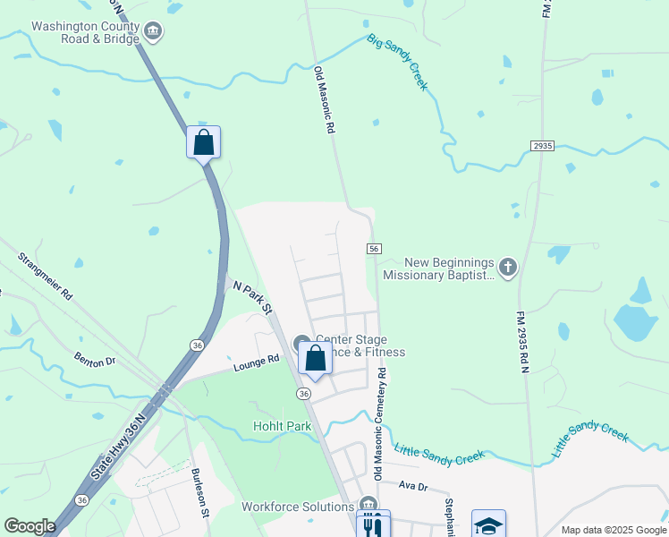 map of restaurants, bars, coffee shops, grocery stores, and more near 403 Magnolia Lane in Brenham
