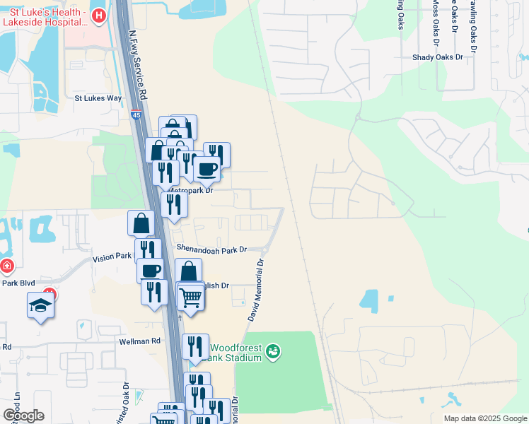 map of restaurants, bars, coffee shops, grocery stores, and more near 389a North Centro Circle in Shenandoah