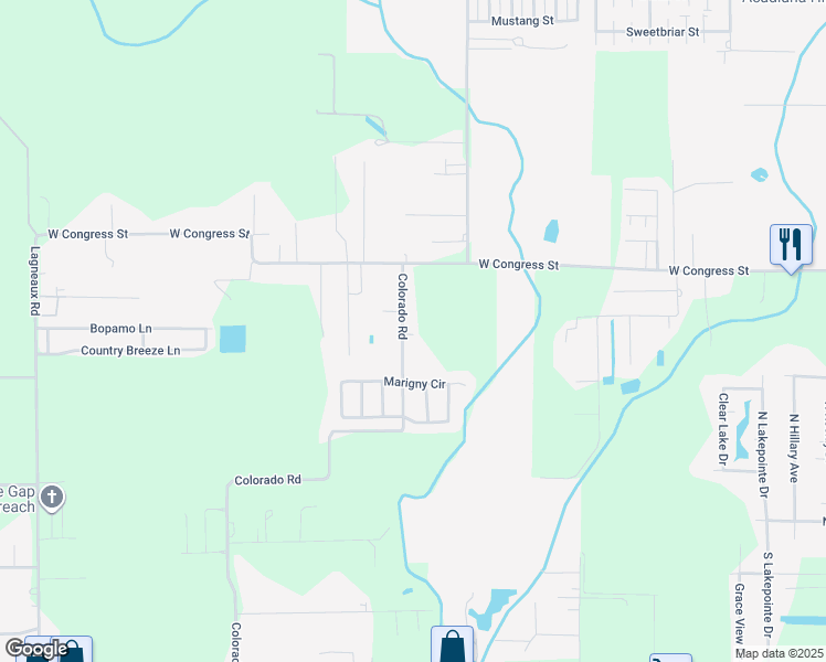 map of restaurants, bars, coffee shops, grocery stores, and more near 712 Colorado Road in Duson