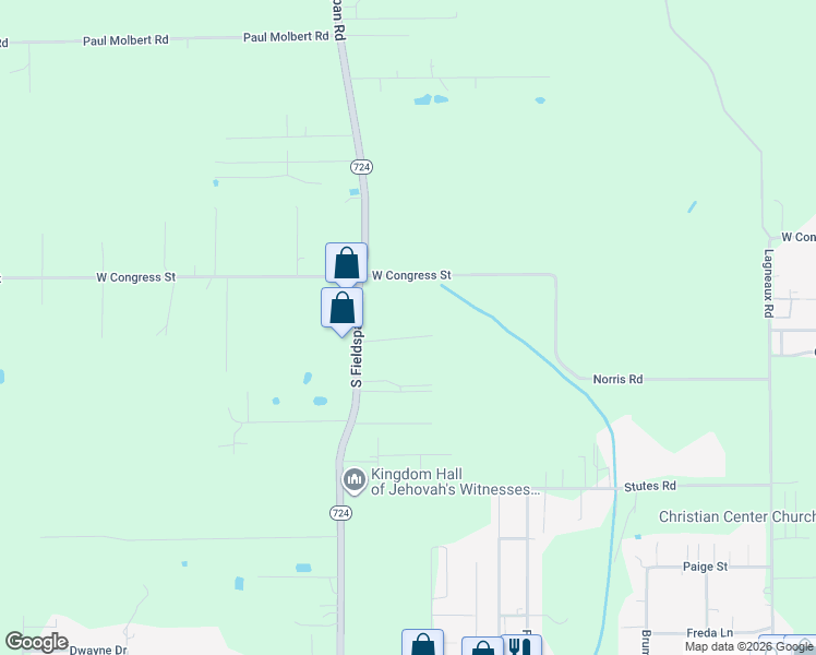 map of restaurants, bars, coffee shops, grocery stores, and more near 134 Corteline Road in Duson