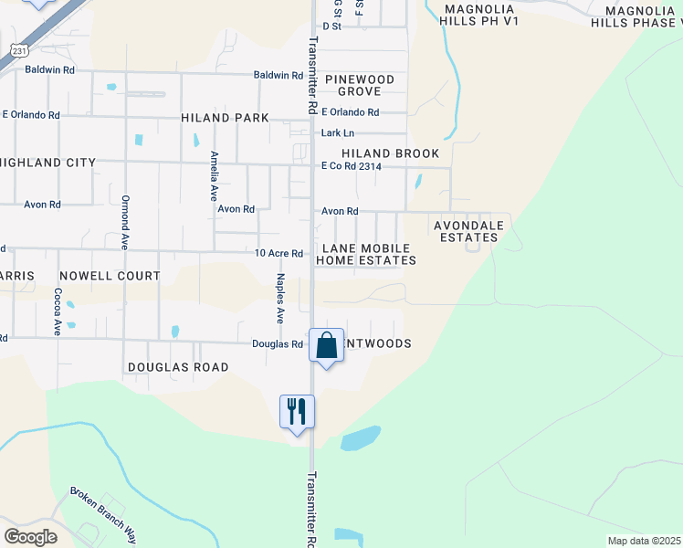 map of restaurants, bars, coffee shops, grocery stores, and more near 3528 Lane Road in Panama City