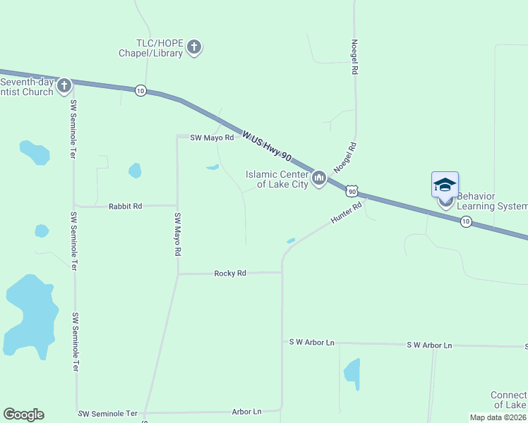 map of restaurants, bars, coffee shops, grocery stores, and more near 389 Southwest Mossy Oak Way in Lake City