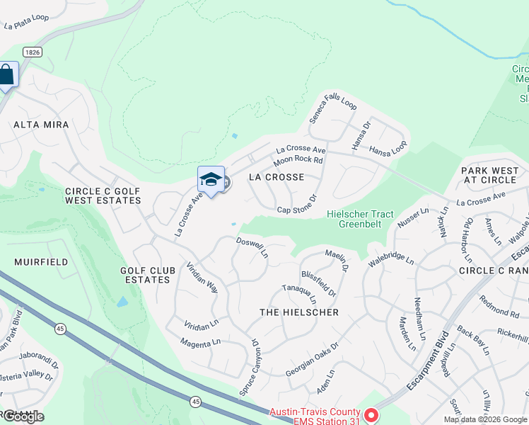 map of restaurants, bars, coffee shops, grocery stores, and more near 11017 Cap Stone Drive in Austin