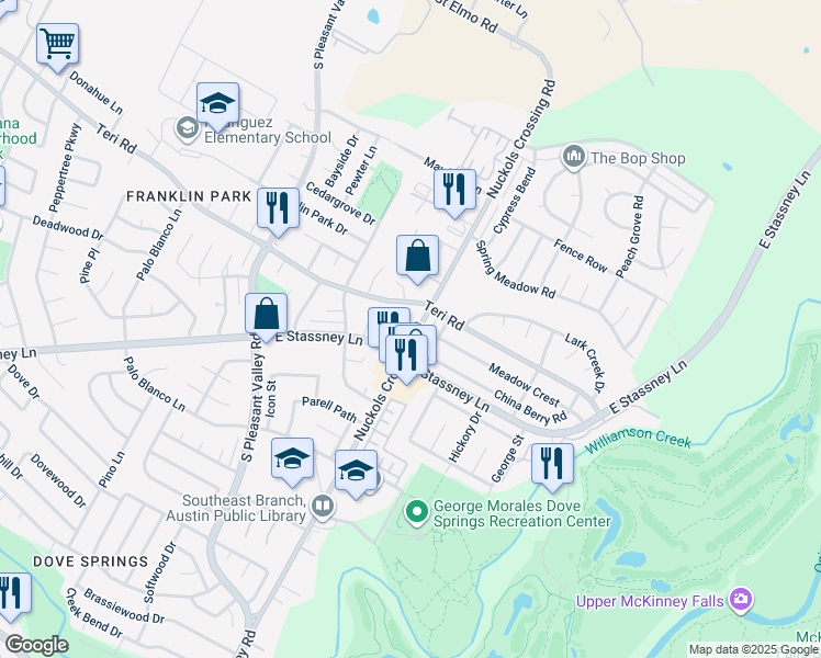 map of restaurants, bars, coffee shops, grocery stores, and more near in Austin