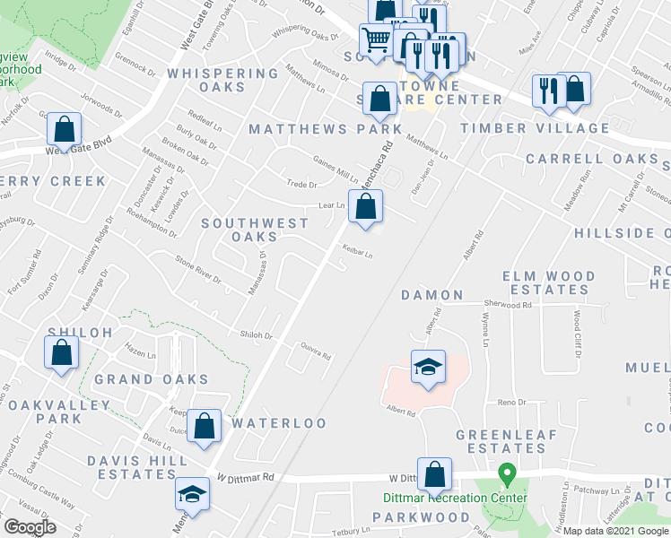 map of restaurants, bars, coffee shops, grocery stores, and more near 7811 Menchaca Road in Austin